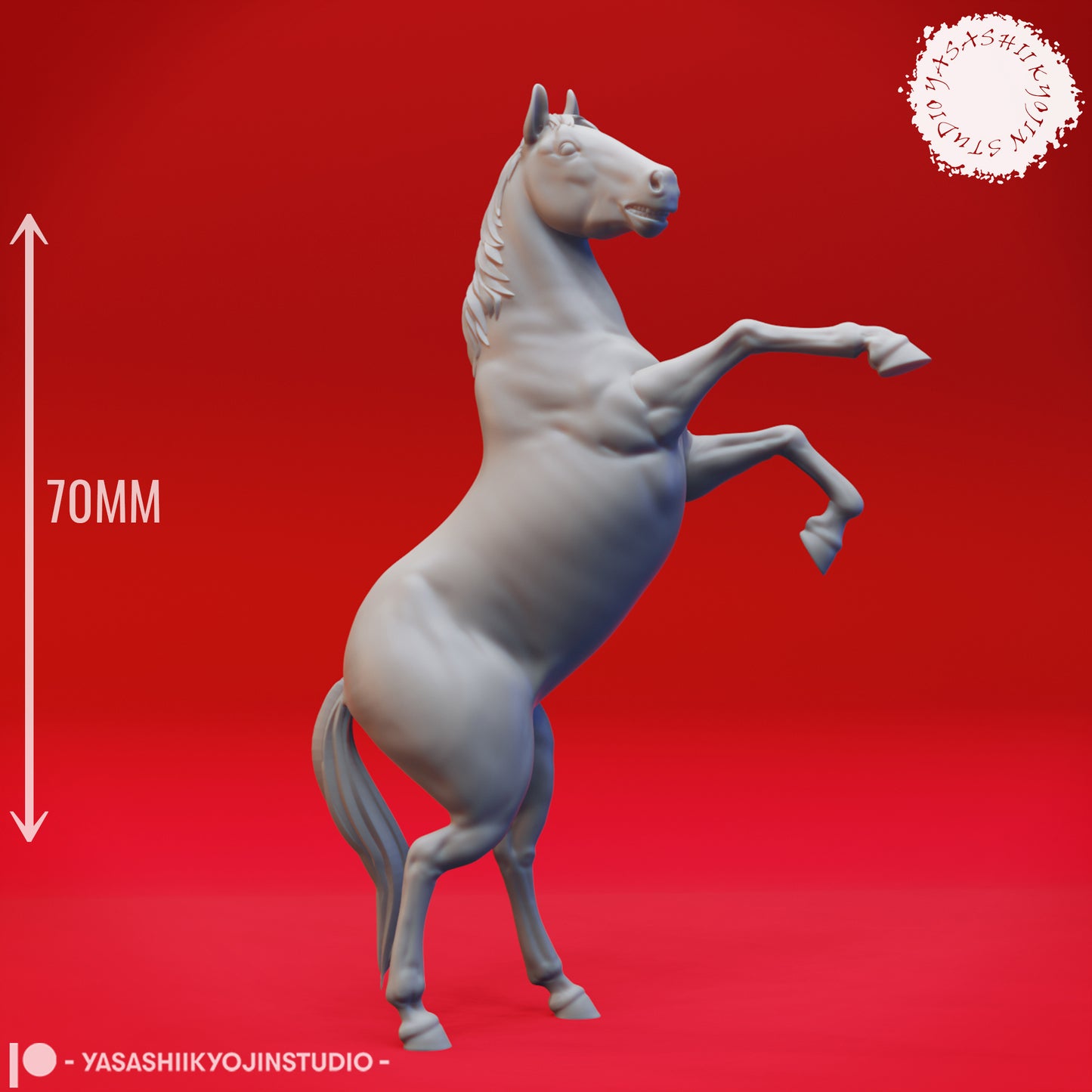Horse - Rearing - 3D Printed Mini for Tabletop Gaming, Dungeons and Dragons, Pathfinder, Kings of War and other RPG's