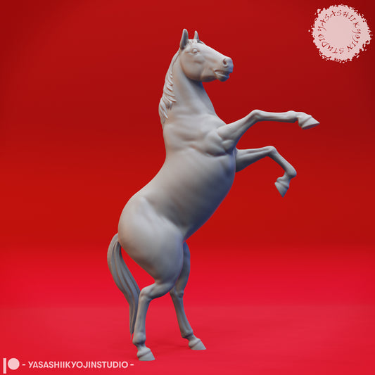 Horse - Rearing - 3D Printed Mini for Tabletop Gaming, Dungeons and Dragons, Pathfinder, Kings of War and other RPG's