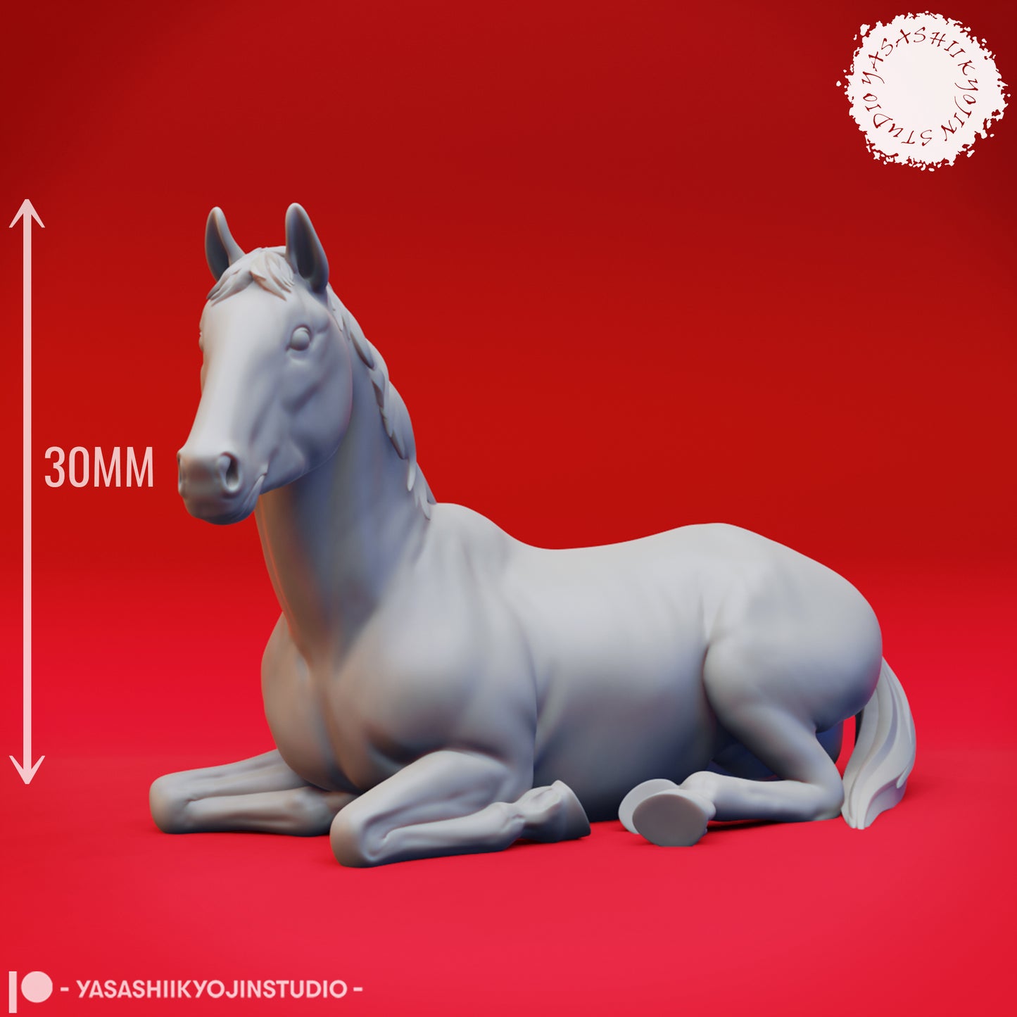 Horse - Laying - 3D Printed Mini for Tabletop Gaming, Dungeons and Dragons, Pathfinder, Kings of War and other RPG's