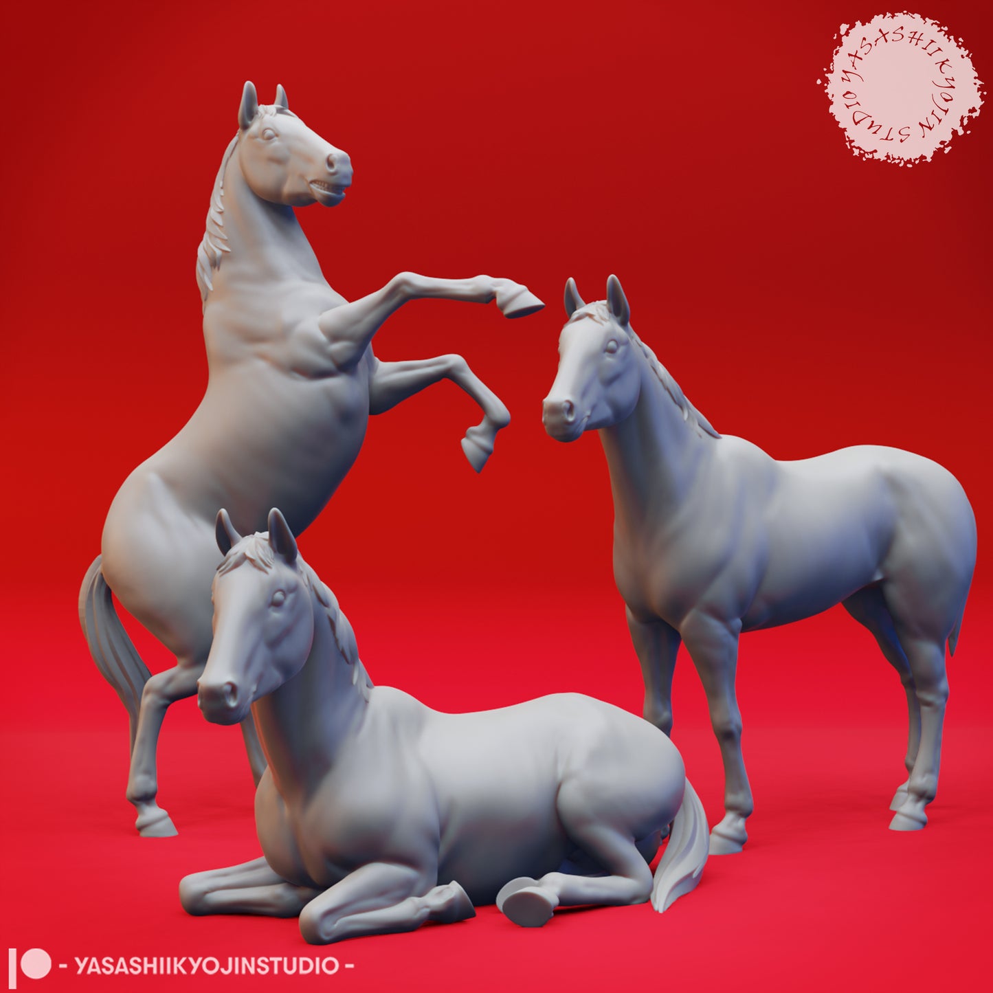 Horses - Bundle - 3D Printed Mini for Tabletop Gaming, Dungeons and Dragons, Pathfinder, Kings of War and other RPG's