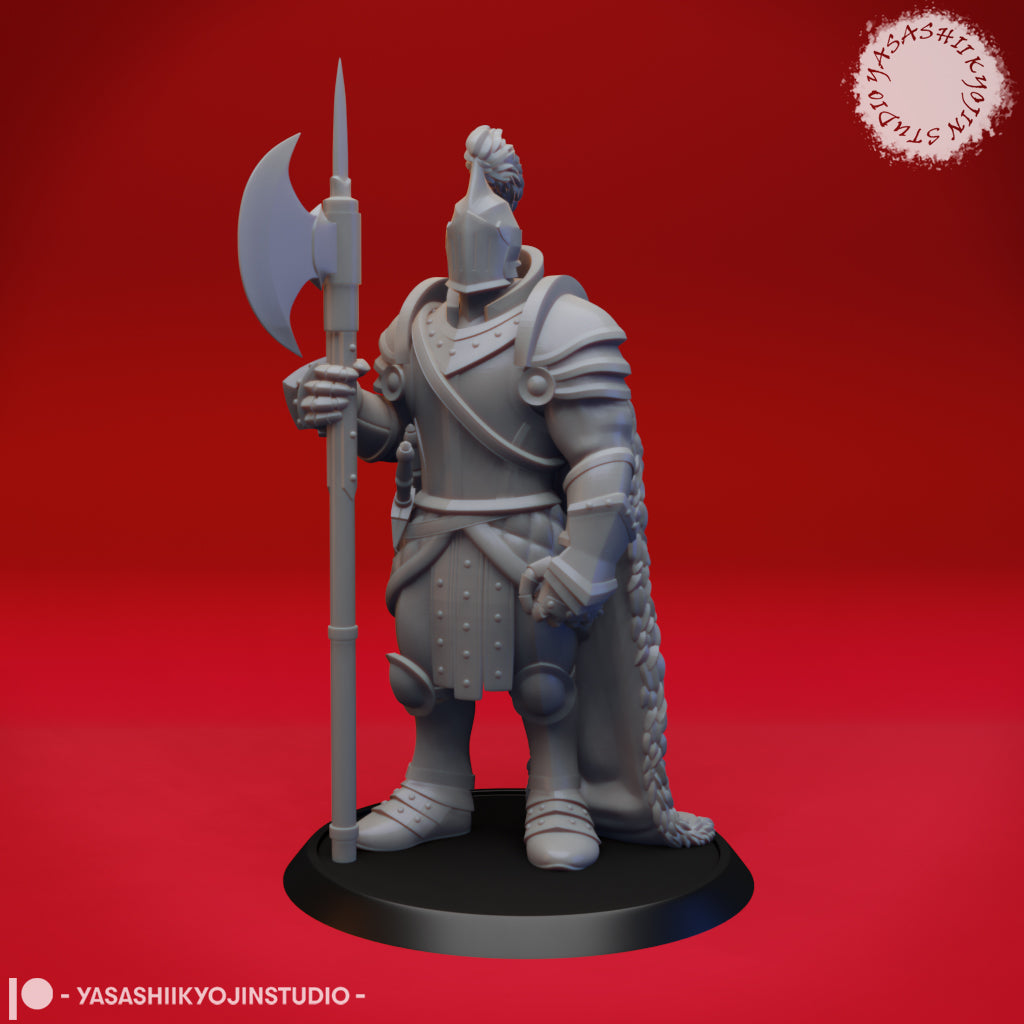 Knight - Halberd - 3D Printed Mini for Tabletop Gaming, Dungeons and Dragons, Pathfinder, Kings of War and other RPG's