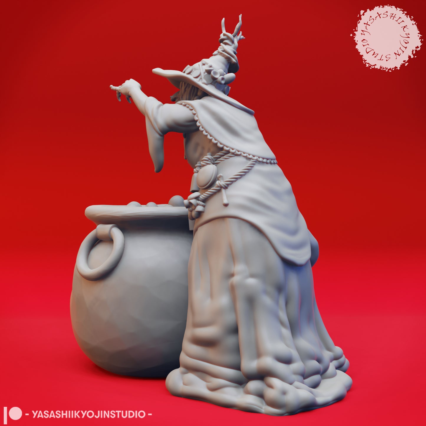 Barovian Witch - Cauldron - 3D Printed Mini for Tabletop Gaming, Dungeons and Dragons, Pathfinder, Kings of War and other RPG's