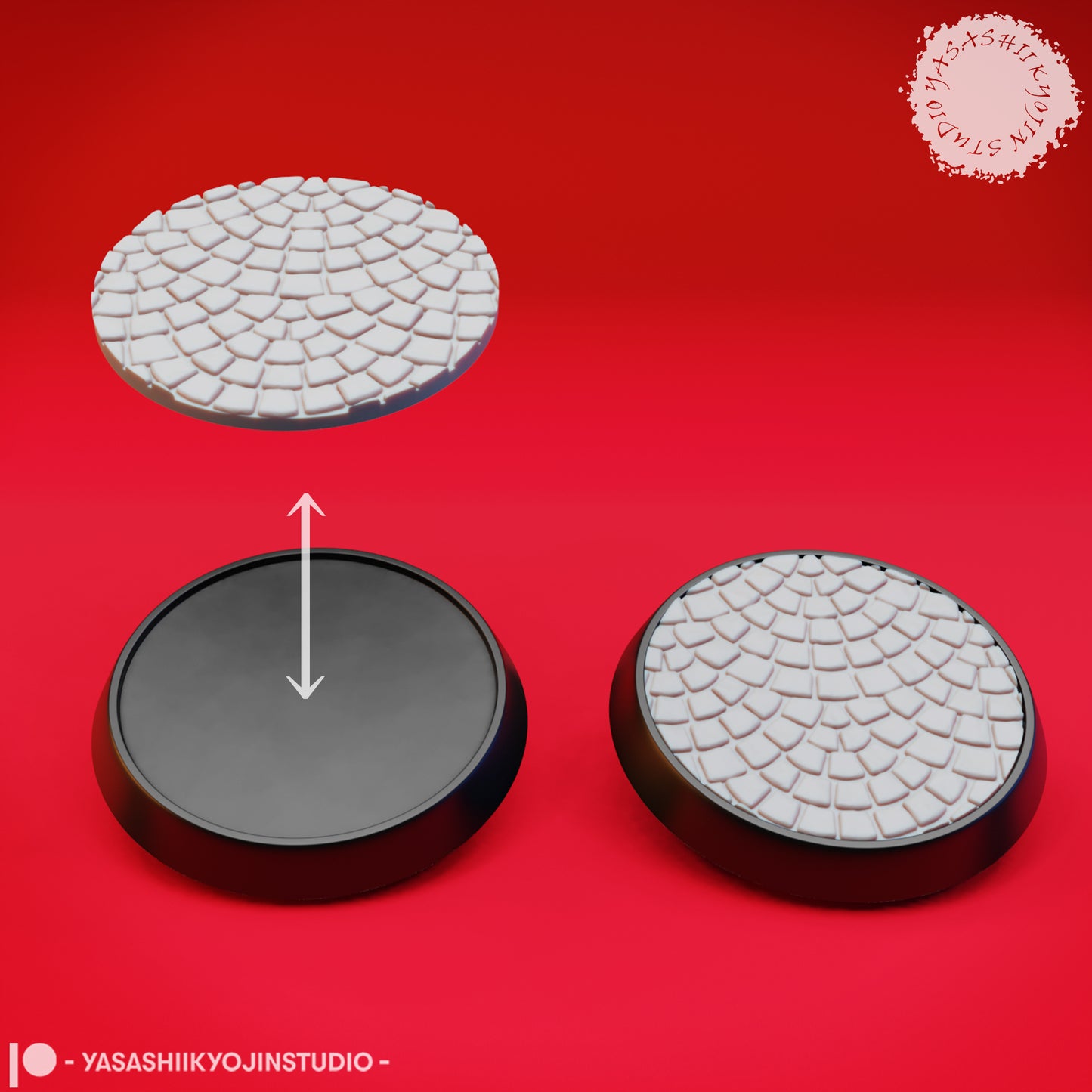 Basing Topper - Cobble - 25mm - 3D Printed Minis for Tabletop Gaming, Dungeons and Dragons, Pathfinder, Kings of War and other RPG's