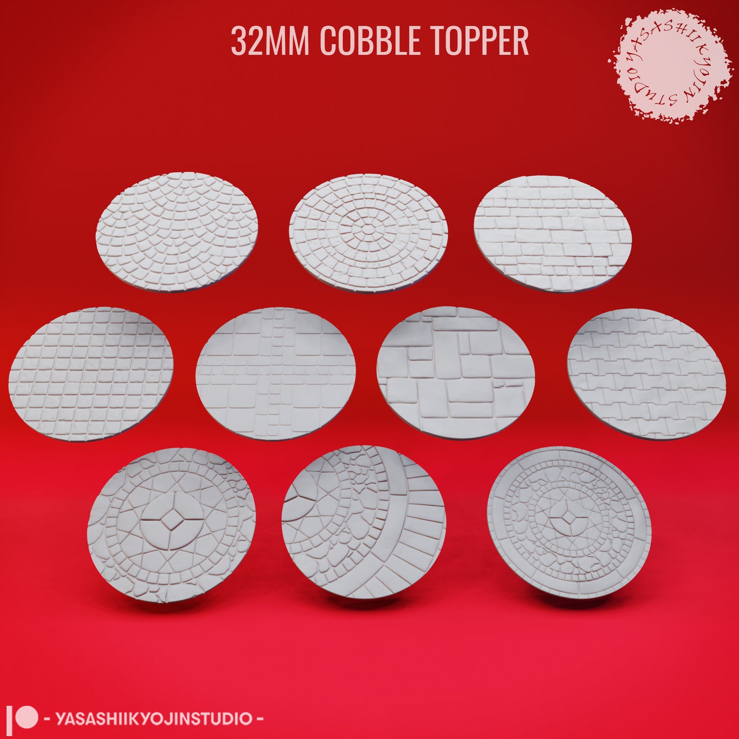 Basing Topper - Cobble - 32mm - 3D Printed Minis for Tabletop Gaming, Dungeons and Dragons, Pathfinder, Kings of War and other RPG's