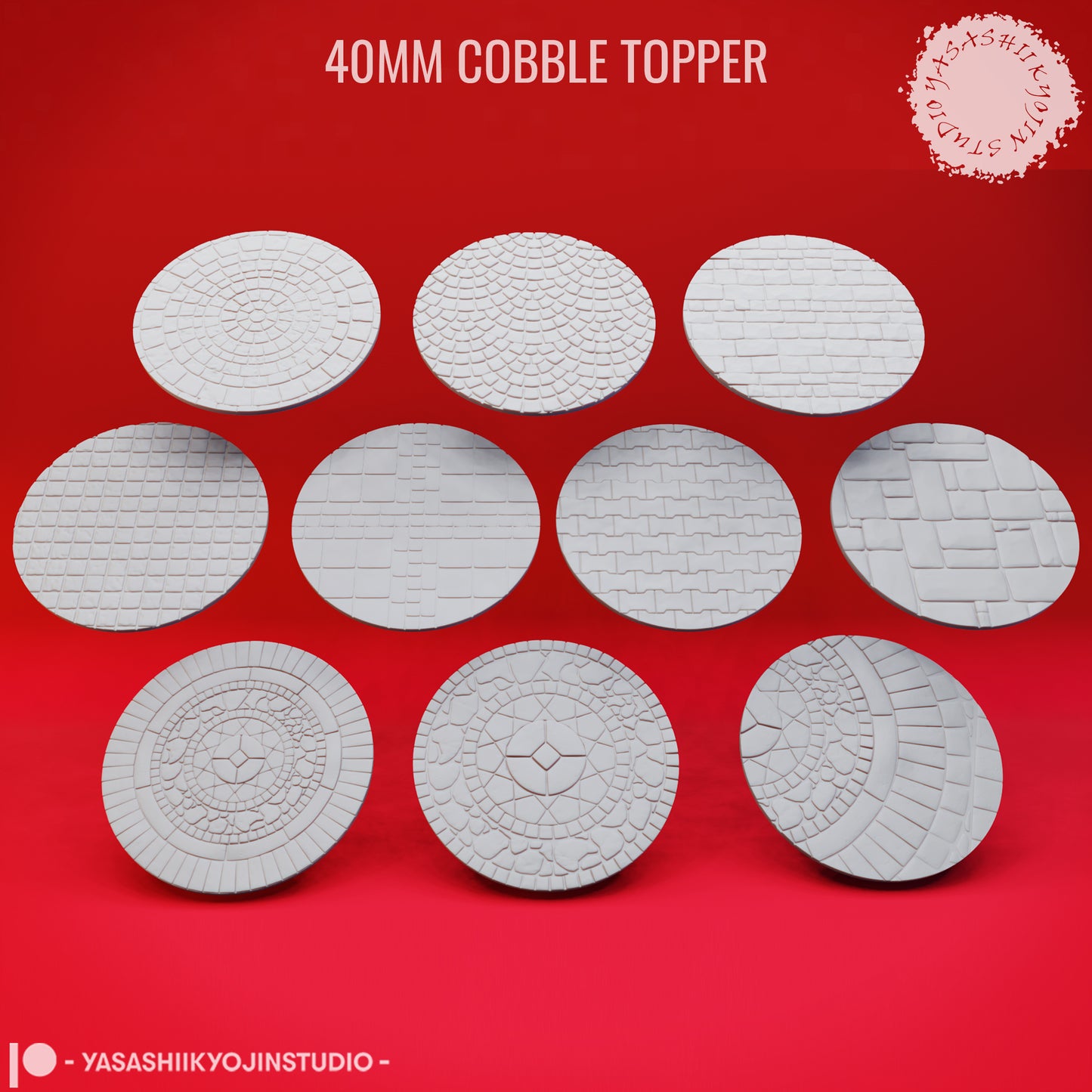 Basing Topper - Cobble - 40mm - 3D Printed Minis for Tabletop Gaming, Dungeons and Dragons, Pathfinder, Kings of War and other RPG's