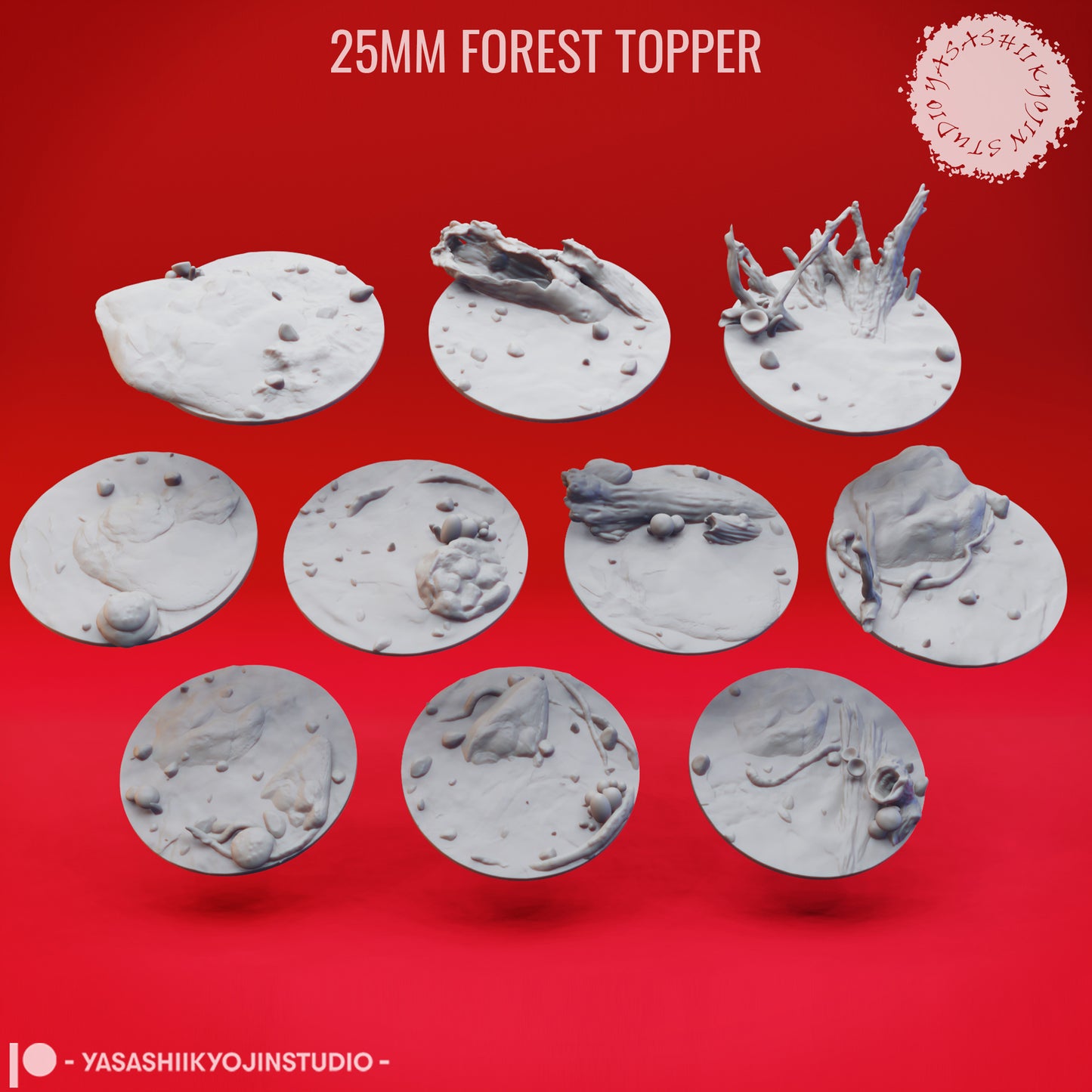 Basing Topper - Forest - 25mm - 3D Printed Minis for Tabletop Gaming, Dungeons and Dragons, Pathfinder, Kings of War and other RPG's
