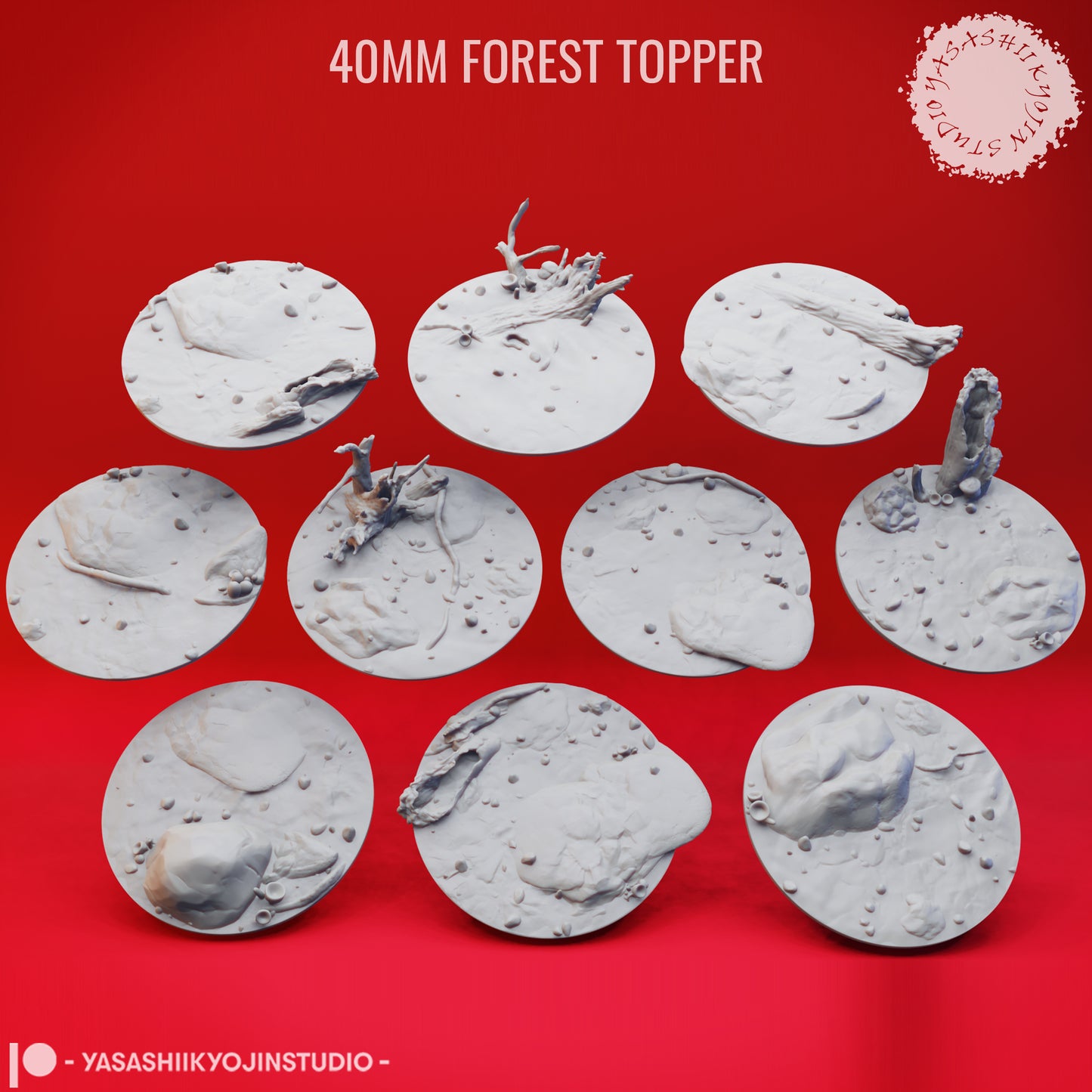Basing Topper - Forest - 40mm - 3D Printed Minis for Tabletop Gaming, Dungeons and Dragons, Pathfinder, Kings of War and other RPG's