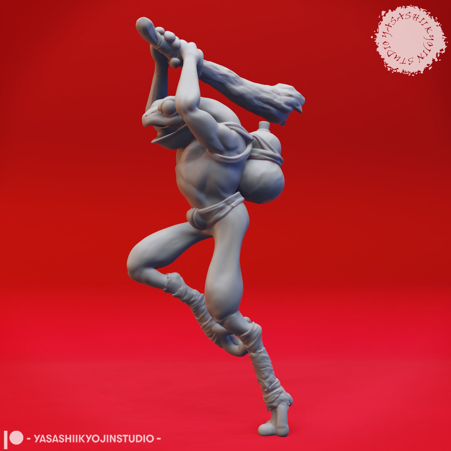 Bullywug - Club - 3D Printed Mini for Tabletop Gaming, Dungeons and Dragons, Pathfinder, Kings of War and other RPG's