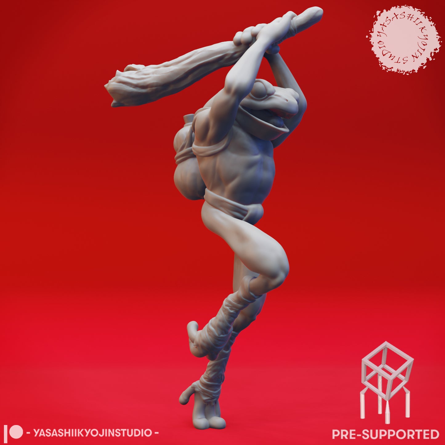 Bullywug - Club - Tabletop Miniature (Pre-Supported STL)