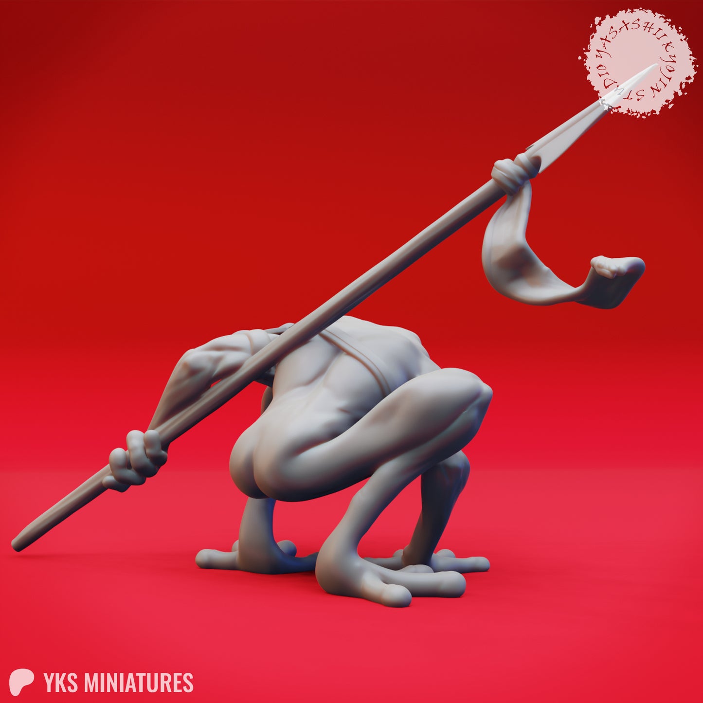 Bullywug - Spear - 3D Printed Mini for Tabletop Gaming, Dungeons and Dragons, Pathfinder, Kings of War and other RPG's