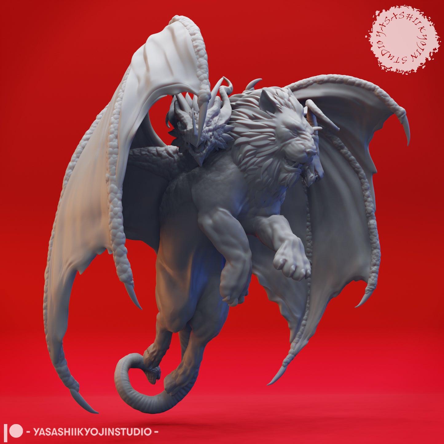 Chimera - Flying - 3D Printed Mini for Tabletop Gaming, Dungeons and Dragons, Pathfinder, Kings of War and other RPG's