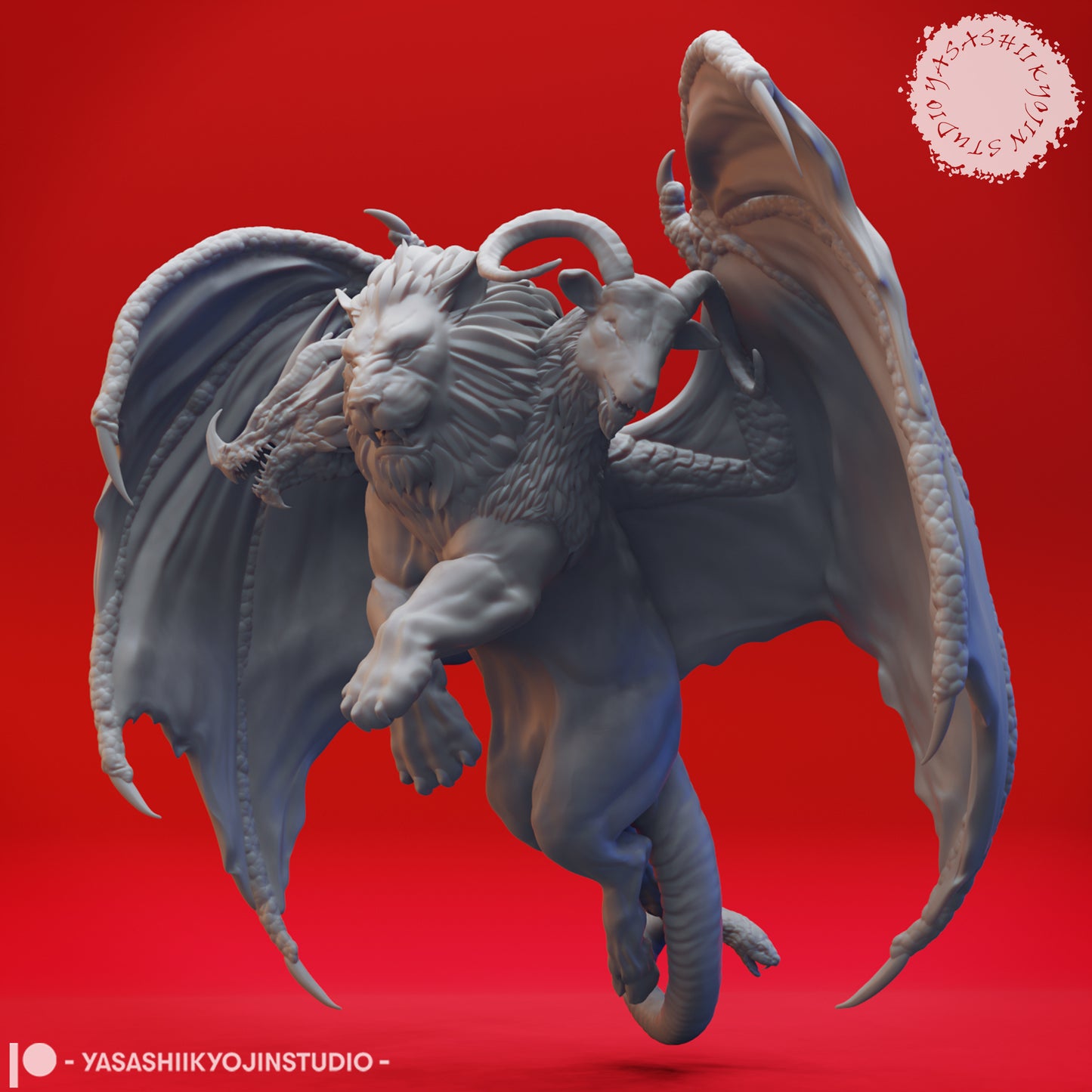 Chimera - Flying - 3D Printed Mini for Tabletop Gaming, Dungeons and Dragons, Pathfinder, Kings of War and other RPG's