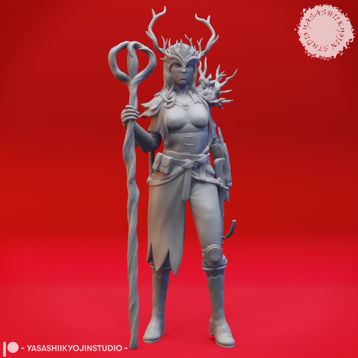 Druid - Lvl 10 - Female - 3D Printed Mini for Tabletop Gaming, Dungeons and Dragons, Pathfinder, Kings of War and other RPG's