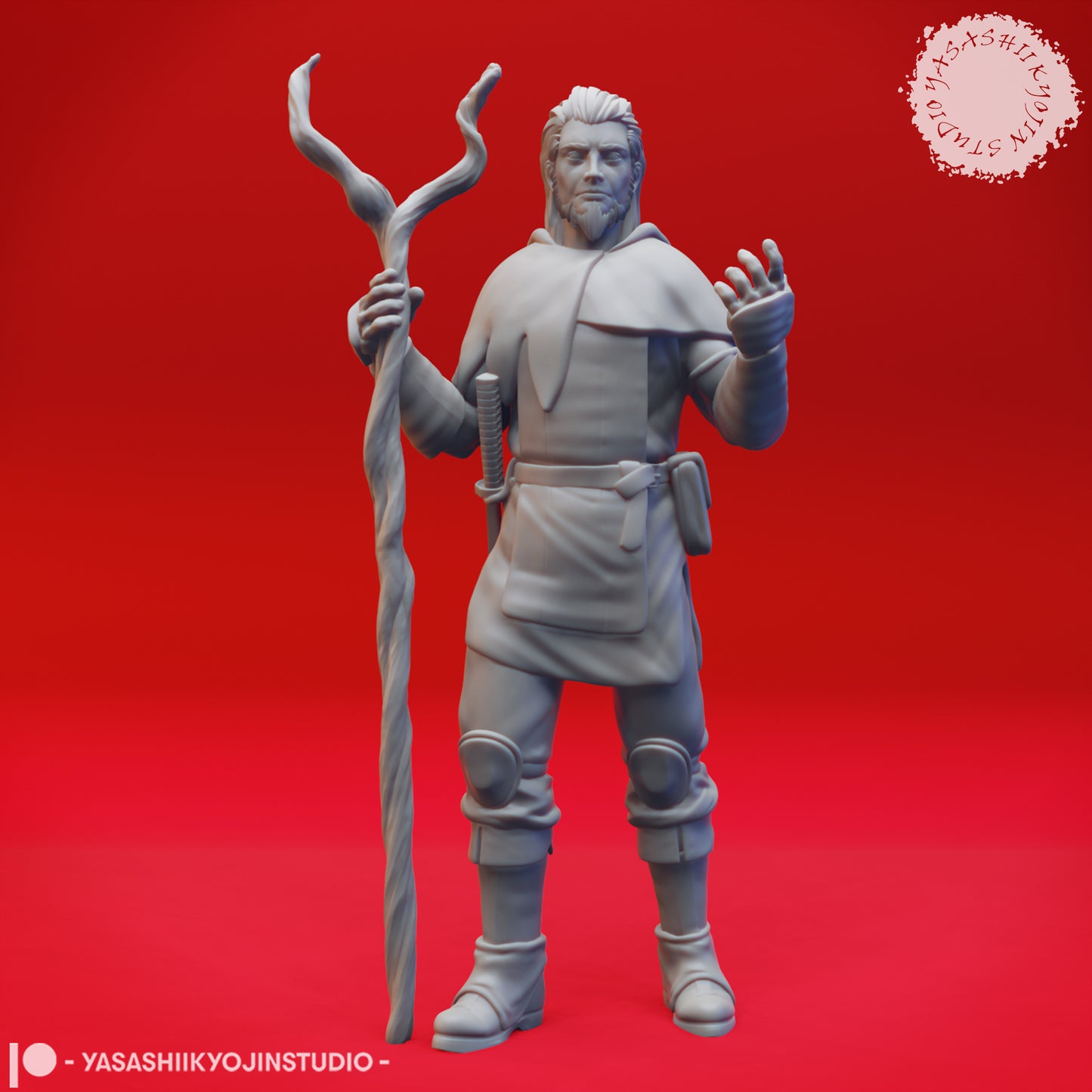Druid - Lvl 1 - Male - 3D Printed Mini for Tabletop Gaming, Dungeons and Dragons, Pathfinder, Kings of War and other RPG's