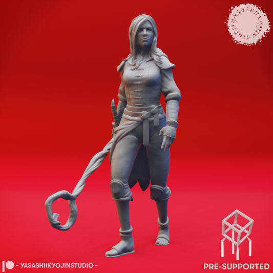 Druid - Human Female - Lvl 1 - Tabletop Miniatures (Pre-Supported)