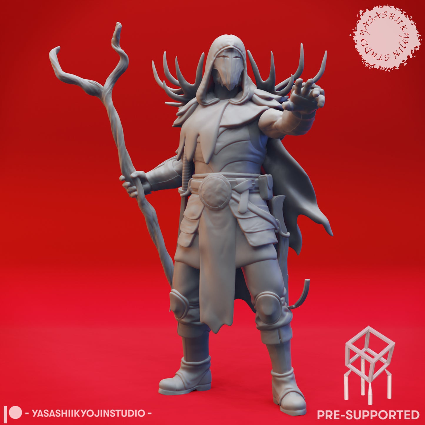 Druid - Human Male - Lvl 10 - Tabletop Miniatures (Pre-Supported)