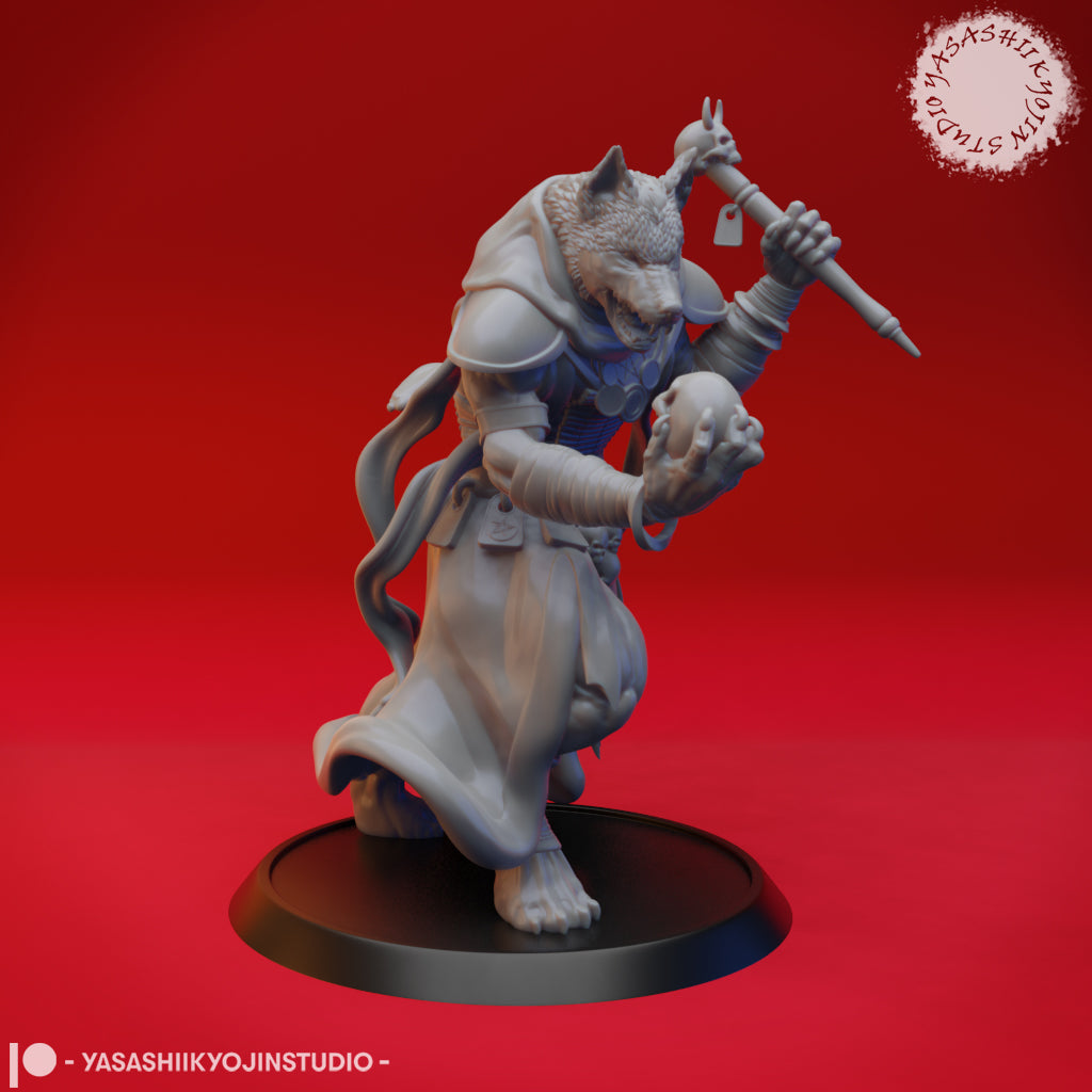 Coyote Necromancer - 3D Printed Mini for Tabletop Gaming, Dungeons and Dragons, Pathfinder, Kings of War and other RPG's