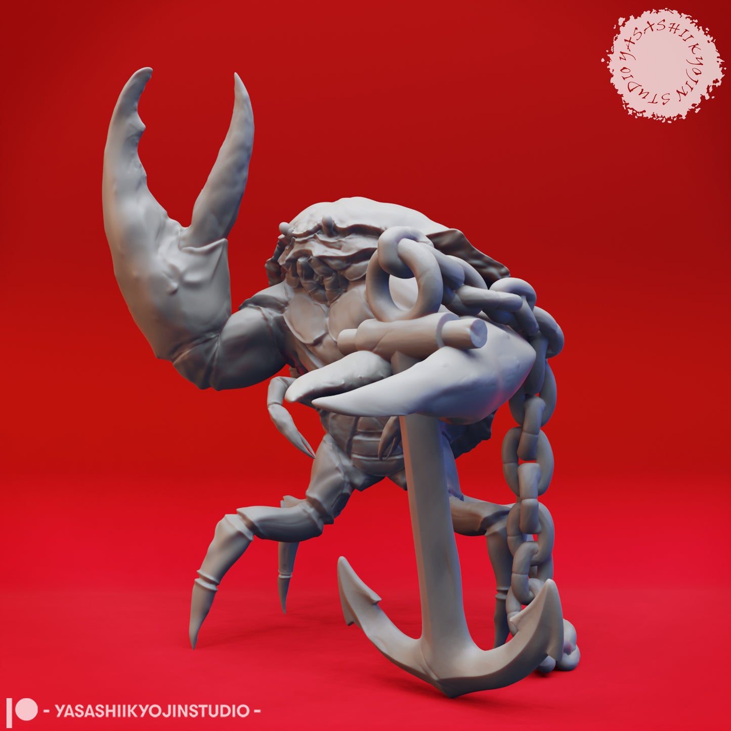Crabfolk - Anchor - 3D Printed Mini for Tabletop Gaming, Dungeons and Dragons, Pathfinder, Kings of War and other RPG's