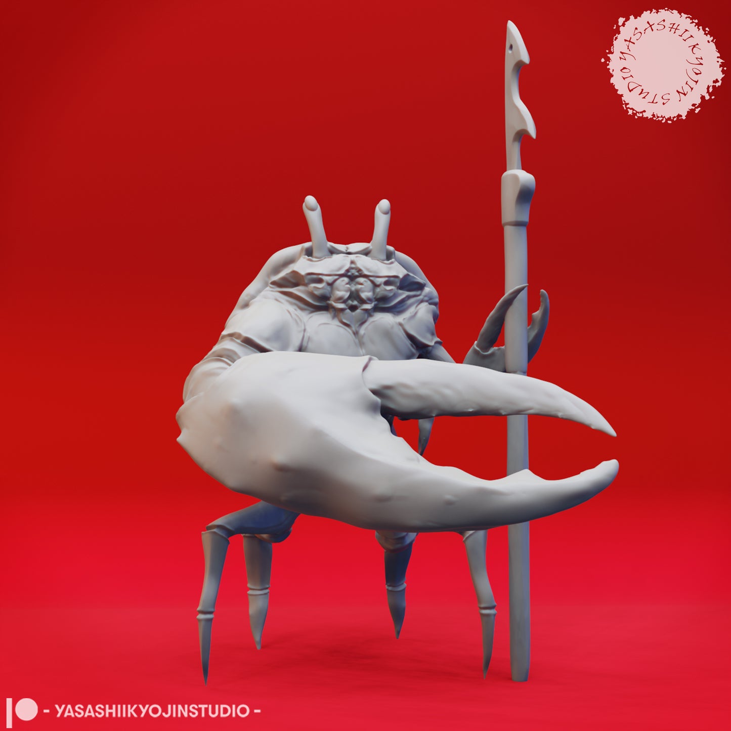Crabfolk - Harpoon - 3D Printed Mini for Tabletop Gaming, Dungeons and Dragons, Pathfinder, Kings of War and other RPG's