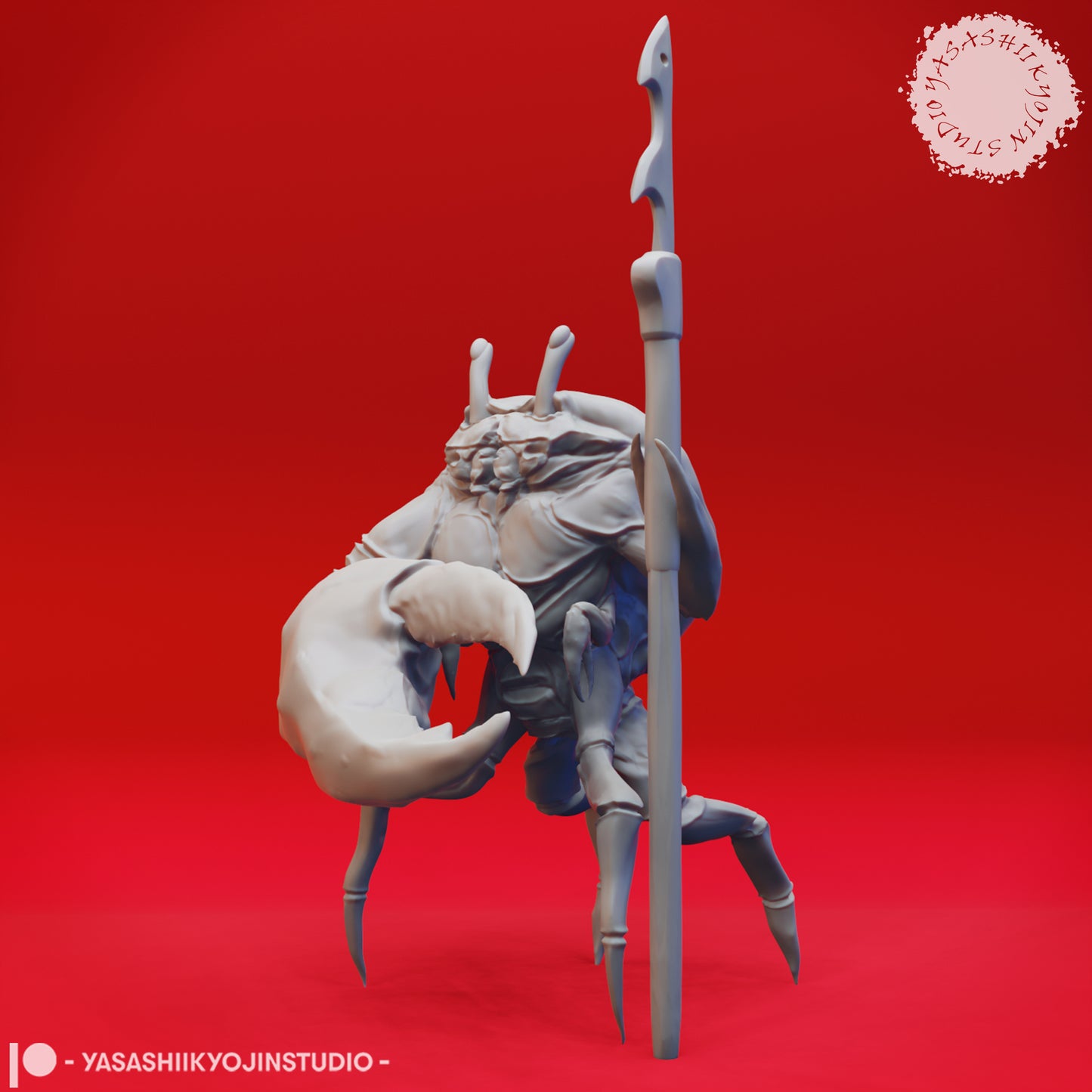 Crabfolk - Harpoon - 3D Printed Mini for Tabletop Gaming, Dungeons and Dragons, Pathfinder, Kings of War and other RPG's