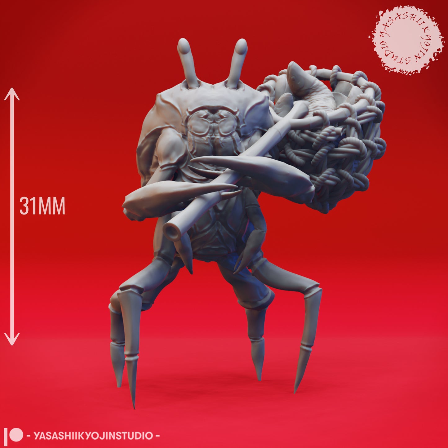 Crabfolk - Fisher - 3D Printed Mini for Tabletop Gaming, Dungeons and Dragons, Pathfinder, Kings of War and other RPG's