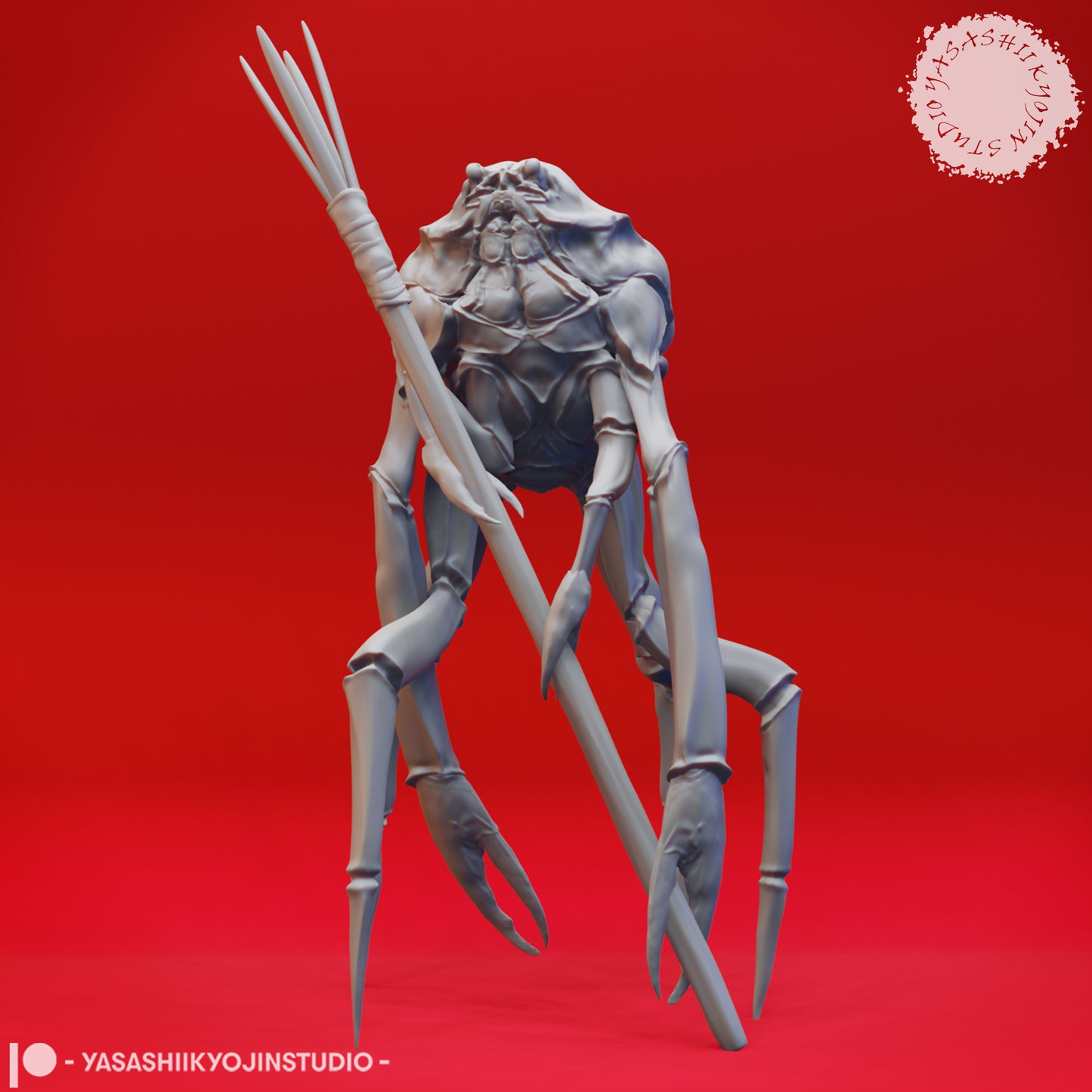 Crabfolk - Spear - 3D Printed Mini for Tabletop Gaming, Dungeons and Dragons, Pathfinder, Kings of War and other RPG's