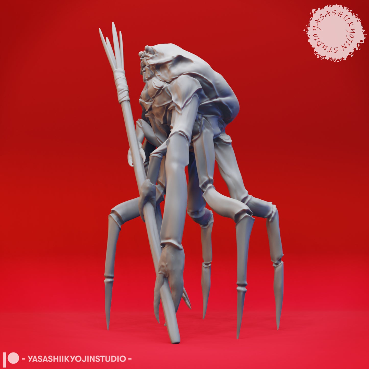 Crabfolk - Spear - 3D Printed Mini for Tabletop Gaming, Dungeons and Dragons, Pathfinder, Kings of War and other RPG's