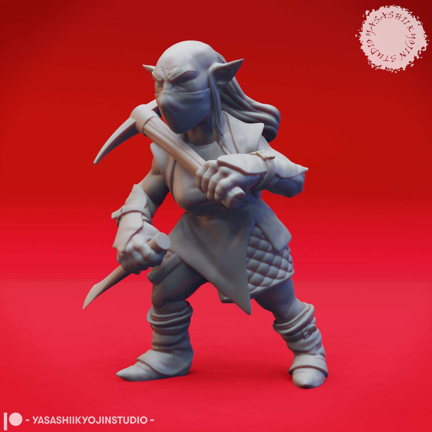 Deep Gnome - Pickaxe - Tabletop Miniature (Pre-Supported STL)