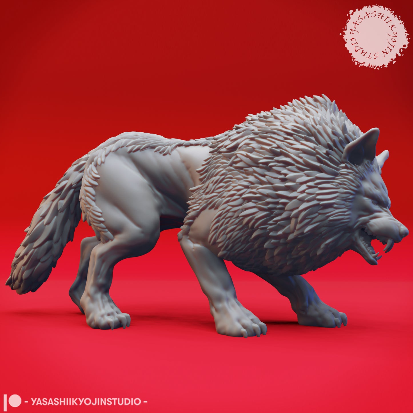 Dire Wolf - Snarling - 3D Printed Mini for Tabletop Gaming, Dungeons and Dragons, Pathfinder, Kings of War and other RPG's