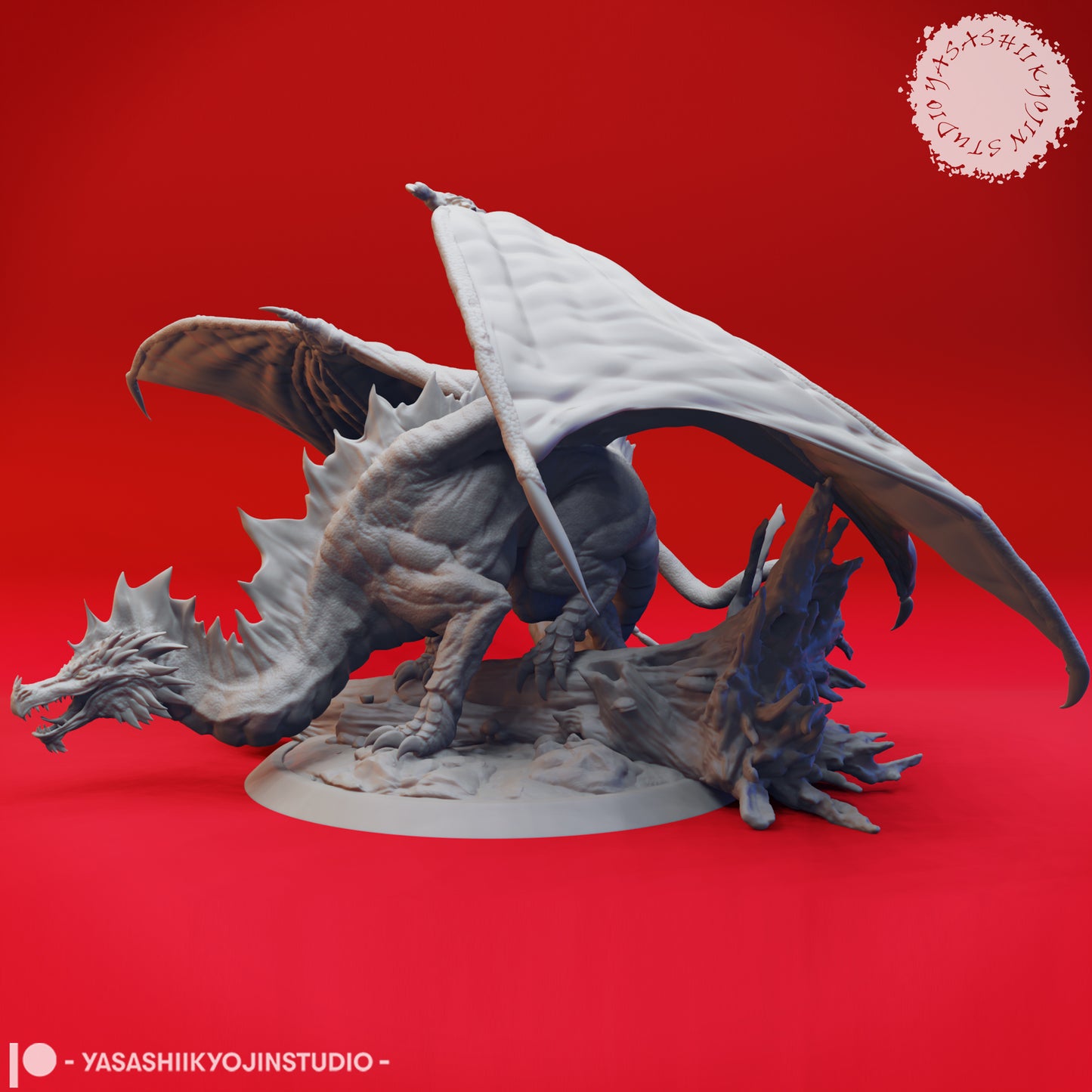 Dragon - Adult Green - 3D Printed Mini for Tabletop Gaming, Dungeons and Dragons, Pathfinder, Kings of War and other RPG's