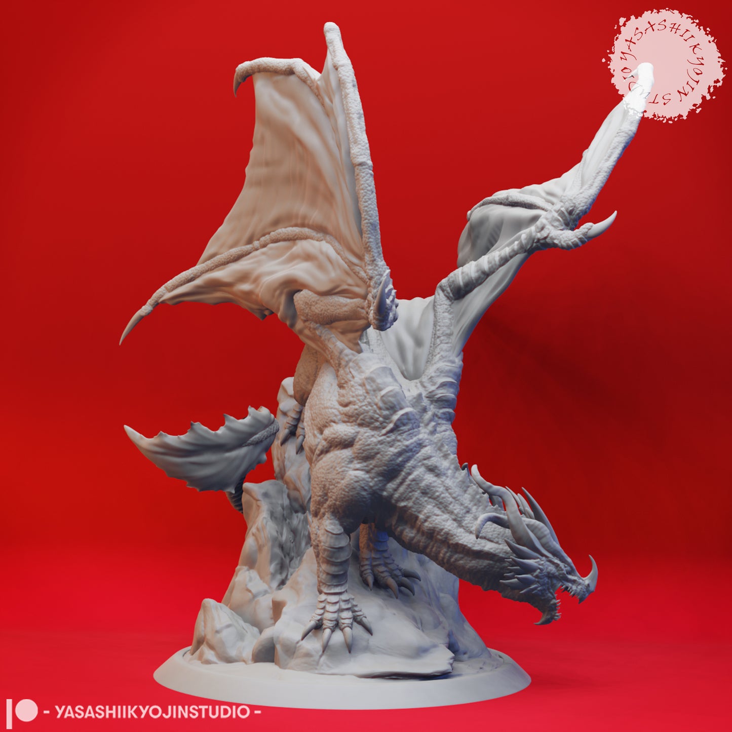 Dragon - Adult Red - 3D Printed Mini for Tabletop Gaming, Dungeons and Dragons, Pathfinder, Kings of War and other RPG's