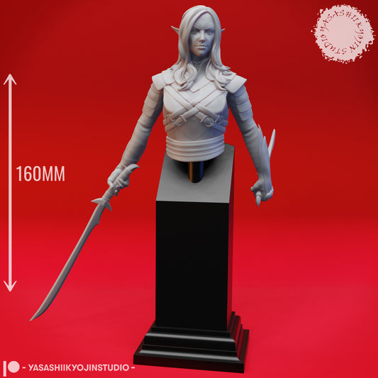 Drow Assassin - Bust - 3D Printed Bust for Tabletop Gaming, Dungeons and Dragons, Pathfinder, Kings of War and other RPG's