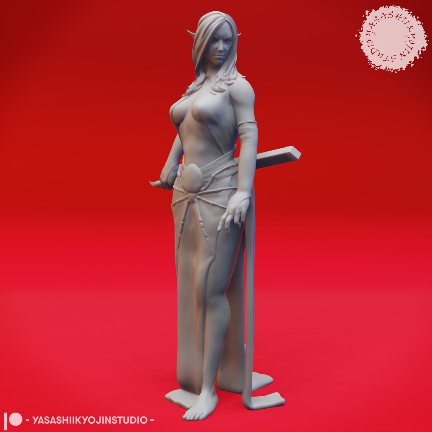 Drow - Priestess - 3D Printed Mini for Tabletop Gaming, Dungeons and Dragons, Pathfinder, Kings of War and other RPG's