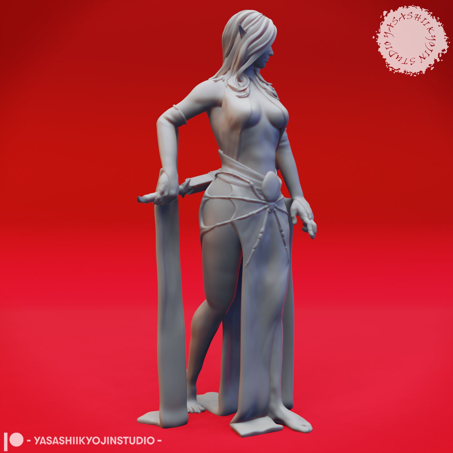 Drow - Priestess - 3D Printed Mini for Tabletop Gaming, Dungeons and Dragons, Pathfinder, Kings of War and other RPG's
