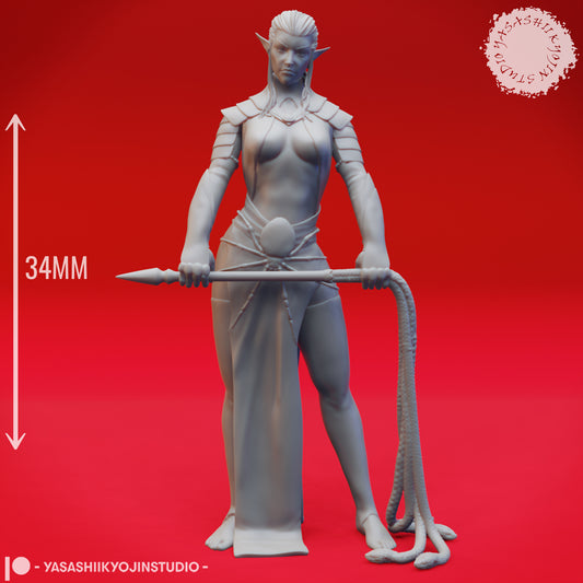 Drow - High Priestess - 3D Printed Mini for Tabletop Gaming, Dungeons and Dragons, Pathfinder, Kings of War and other RPG's