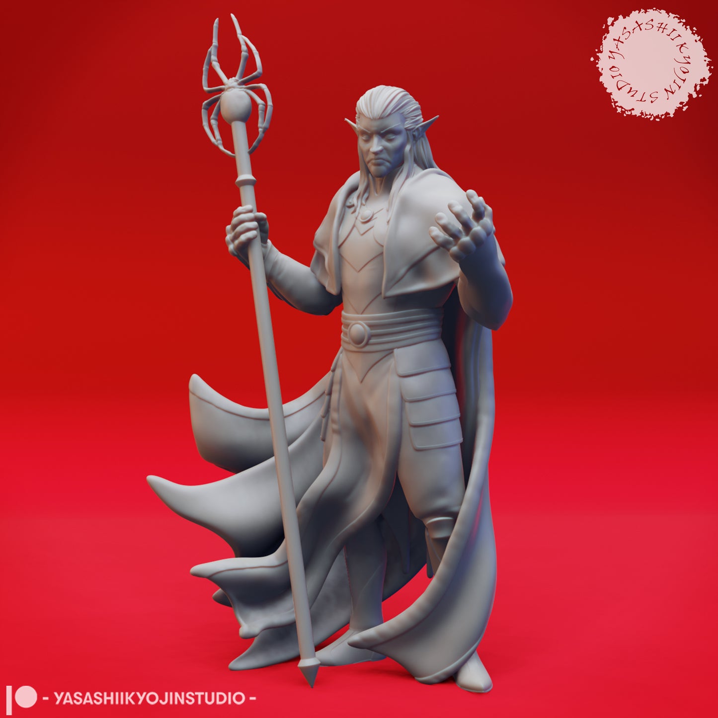 Drow - Mage - 3D Printed Mini for Tabletop Gaming, Dungeons and Dragons, Pathfinder, Kings of War and other RPG's