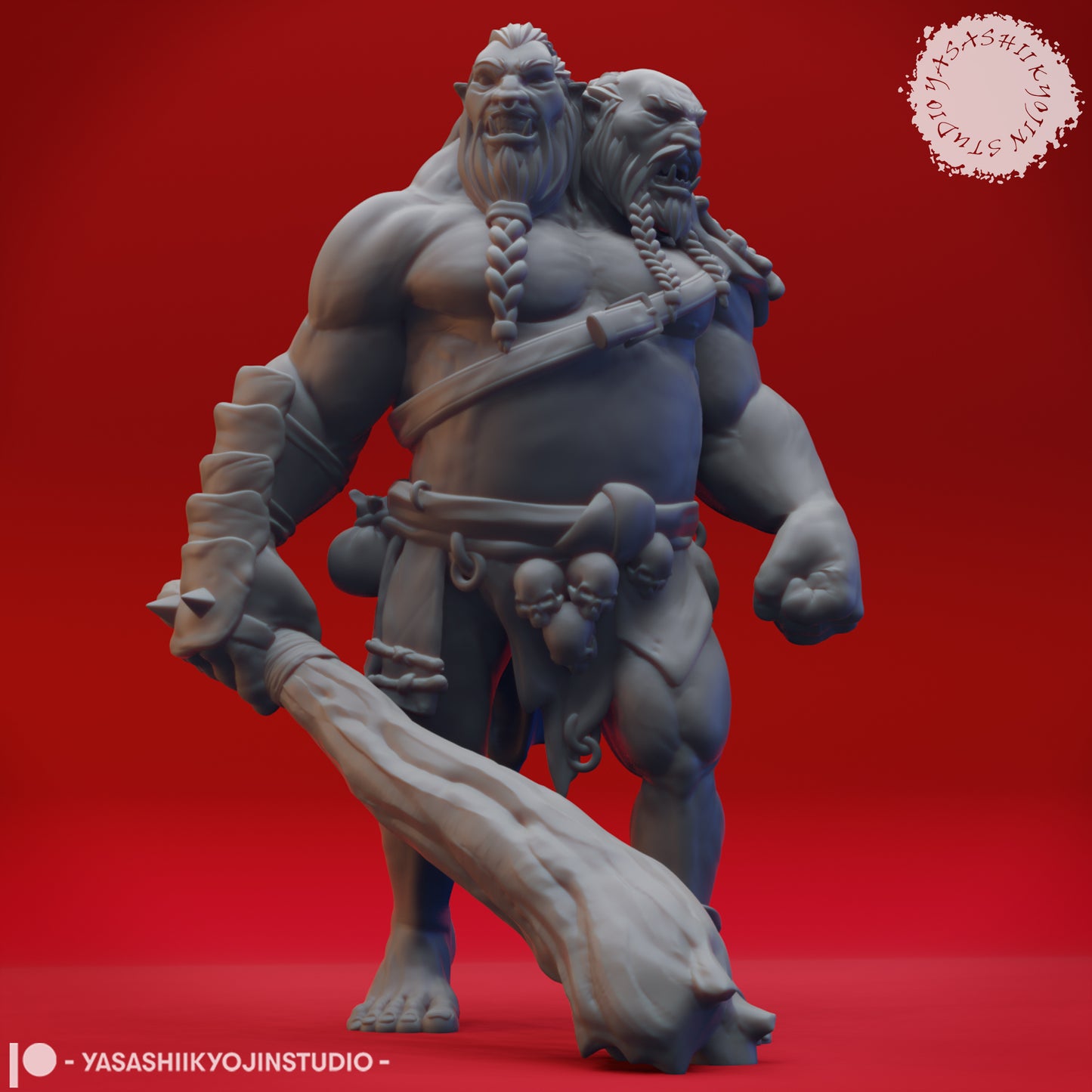 Ettin - 3D Printed Mini for Tabletop Gaming, Dungeons and Dragons, Pathfinder, Kings of War and other RPG's