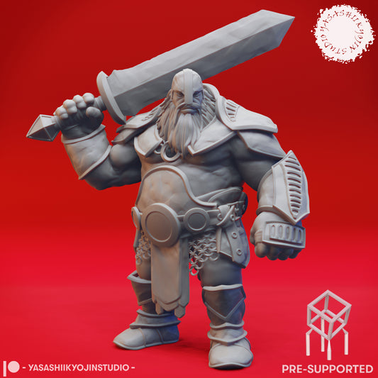 Fire Giant - Idle Swordsman - Tabletop Miniature (Pre-Supported STL)