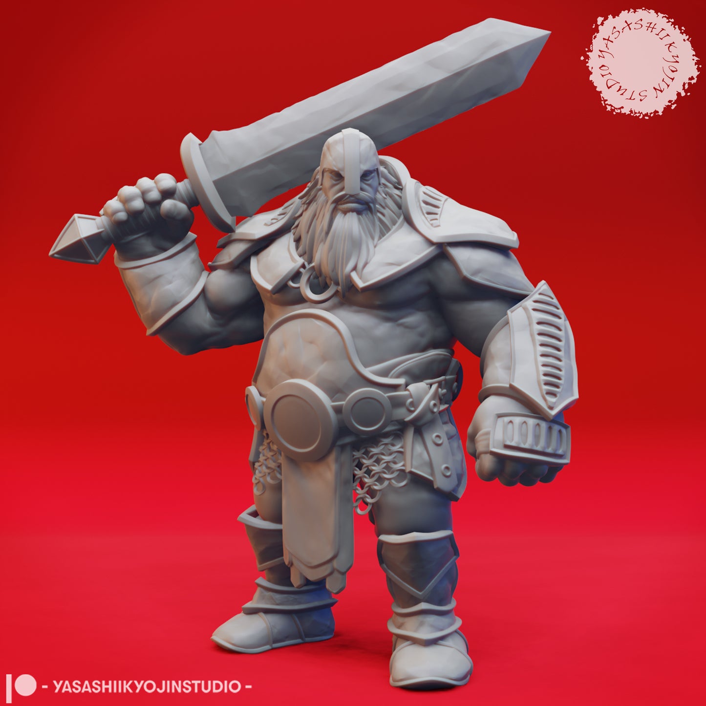 Fire Giant - Swordsmen - 3D Printed Mini for Tabletop Gaming, Dungeons and Dragons, Pathfinder, Kings of War and other RPG's