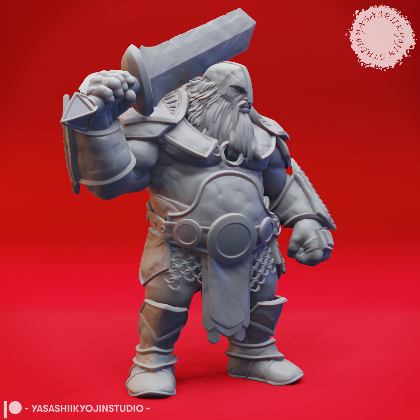 Fire Giant - Swordsmen - 3D Printed Mini for Tabletop Gaming, Dungeons and Dragons, Pathfinder, Kings of War and other RPG's