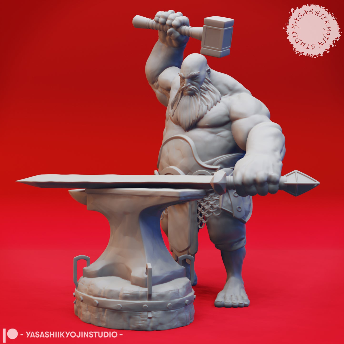 Fire Giant - Blacksmith - 3D Printed Mini for Tabletop Gaming, Dungeons and Dragons, Pathfinder, Kings of War and other RPG's