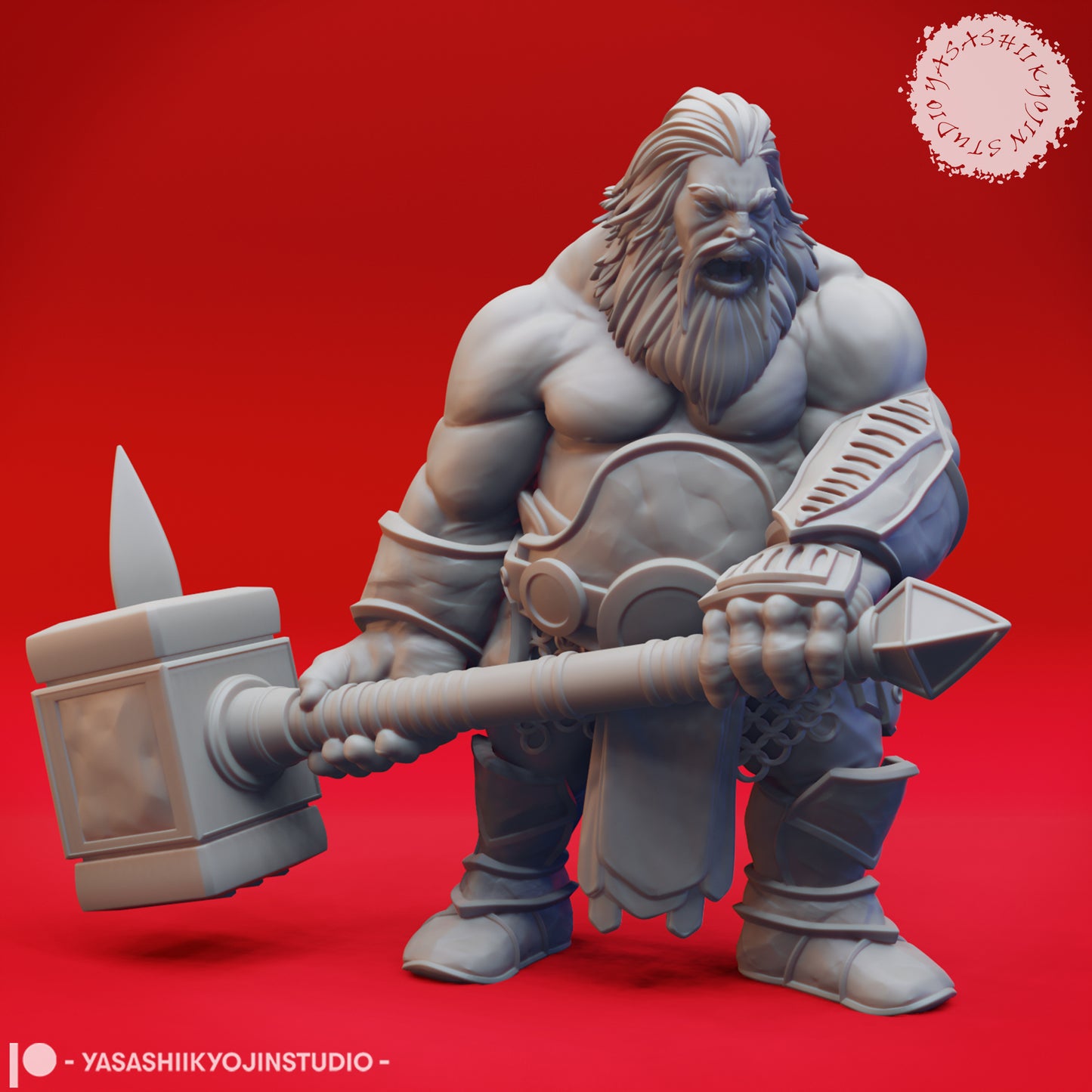Fire Giant - War Hammer - 3D Printed Mini for Tabletop Gaming, Dungeons and Dragons, Pathfinder, Kings of War and other RPG's