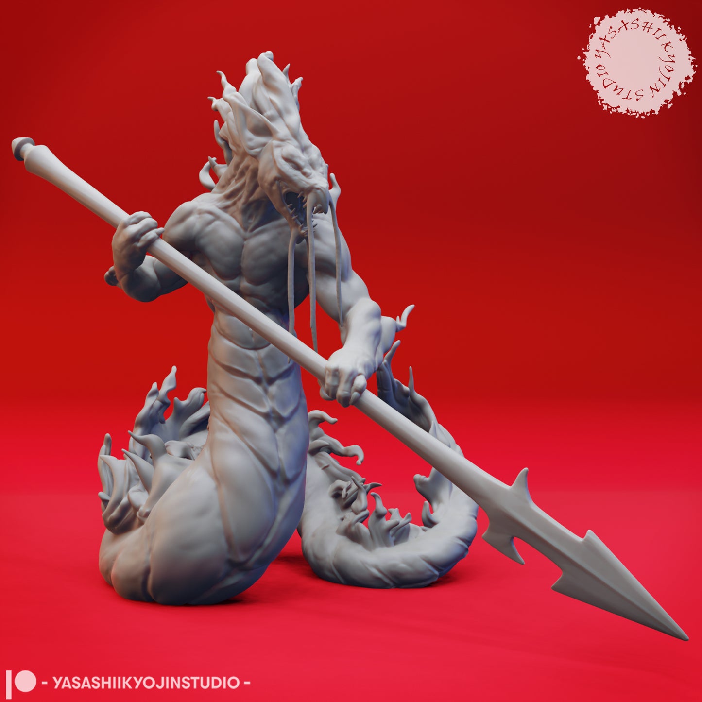 Flame Salamander - Attacking - 3D Printed Mini for Tabletop Gaming, Dungeons and Dragons, Pathfinder, Kings of War and other RPG's