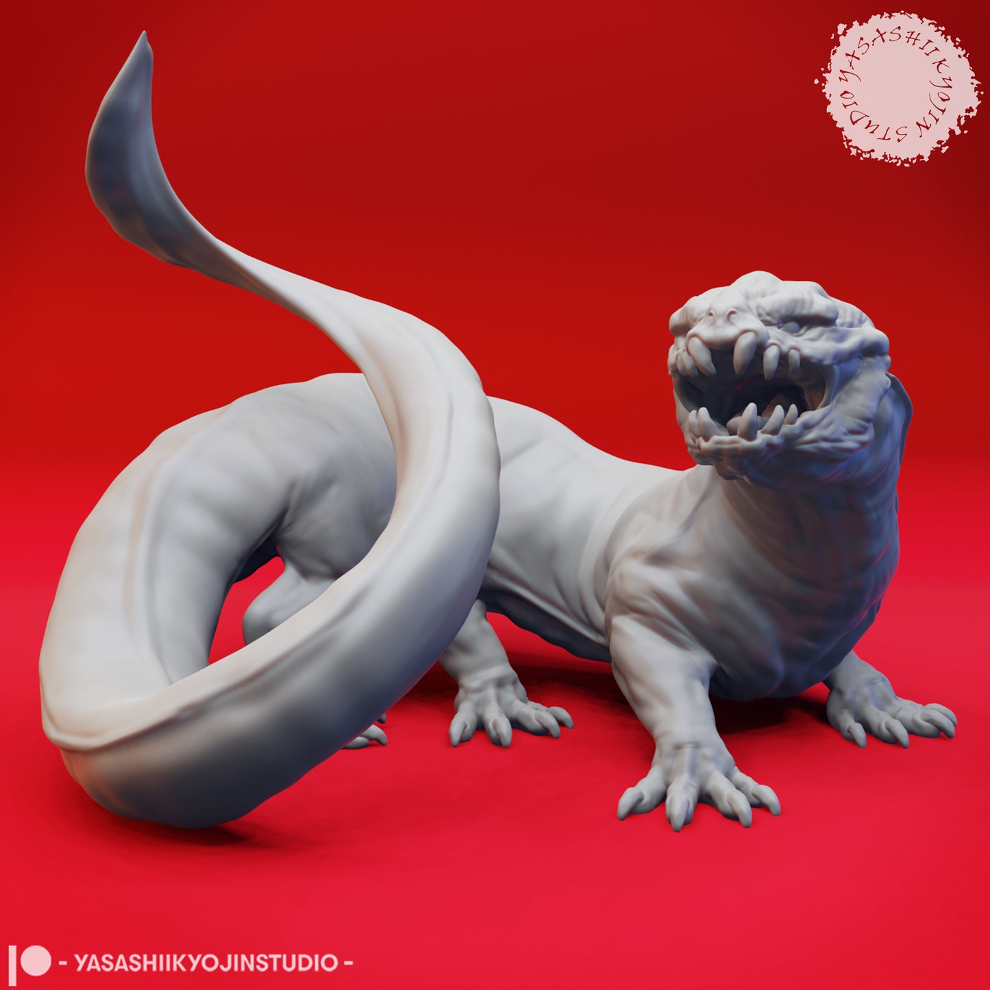 Frost Salamander - 3D Printed Mini for Tabletop Gaming, Dungeons and Dragons, Pathfinder, Kings of War and other RPG's