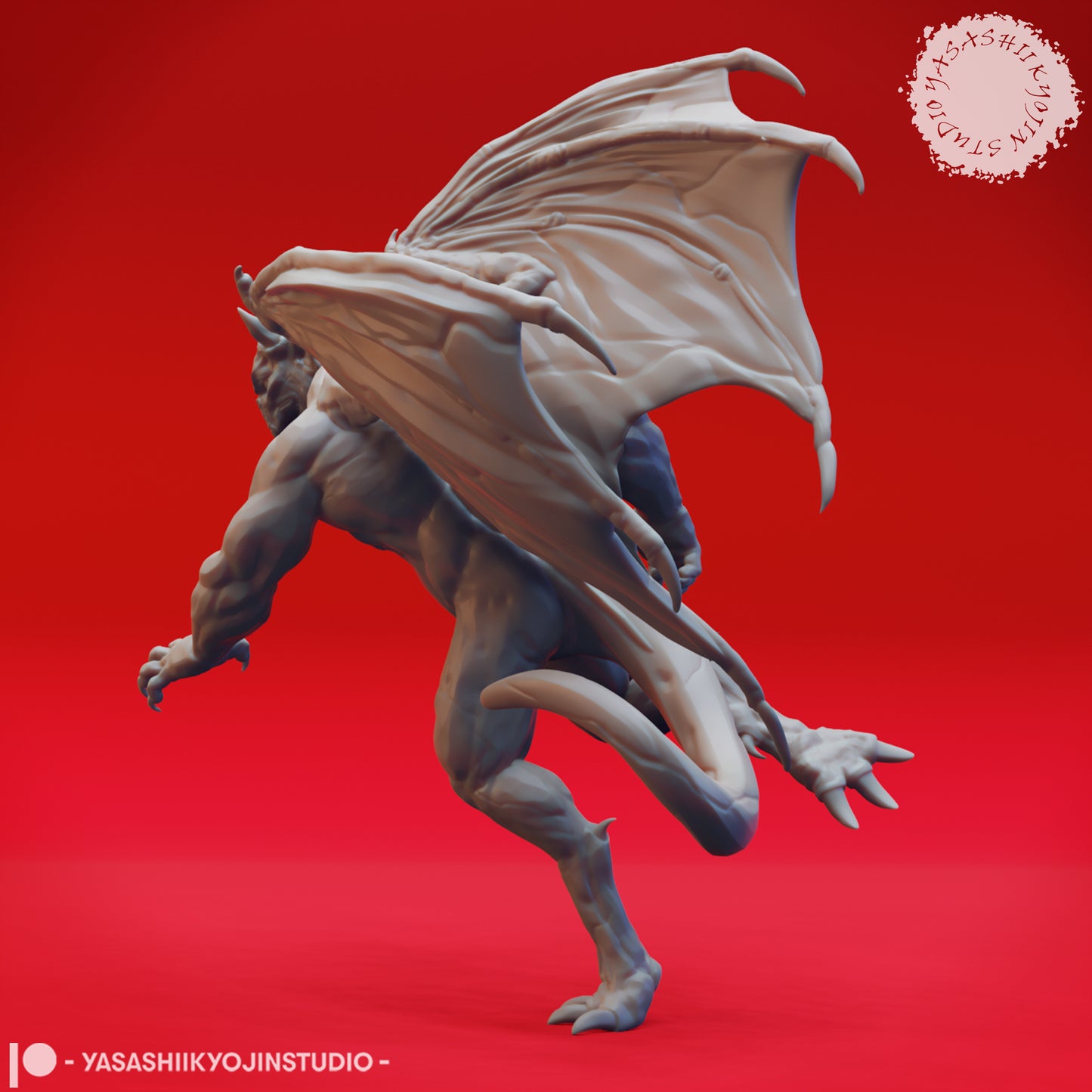 Gargoyle - Charging - 3D Printed Mini for Tabletop Gaming, Dungeons and Dragons, Pathfinder, Kings of War and other RPG's