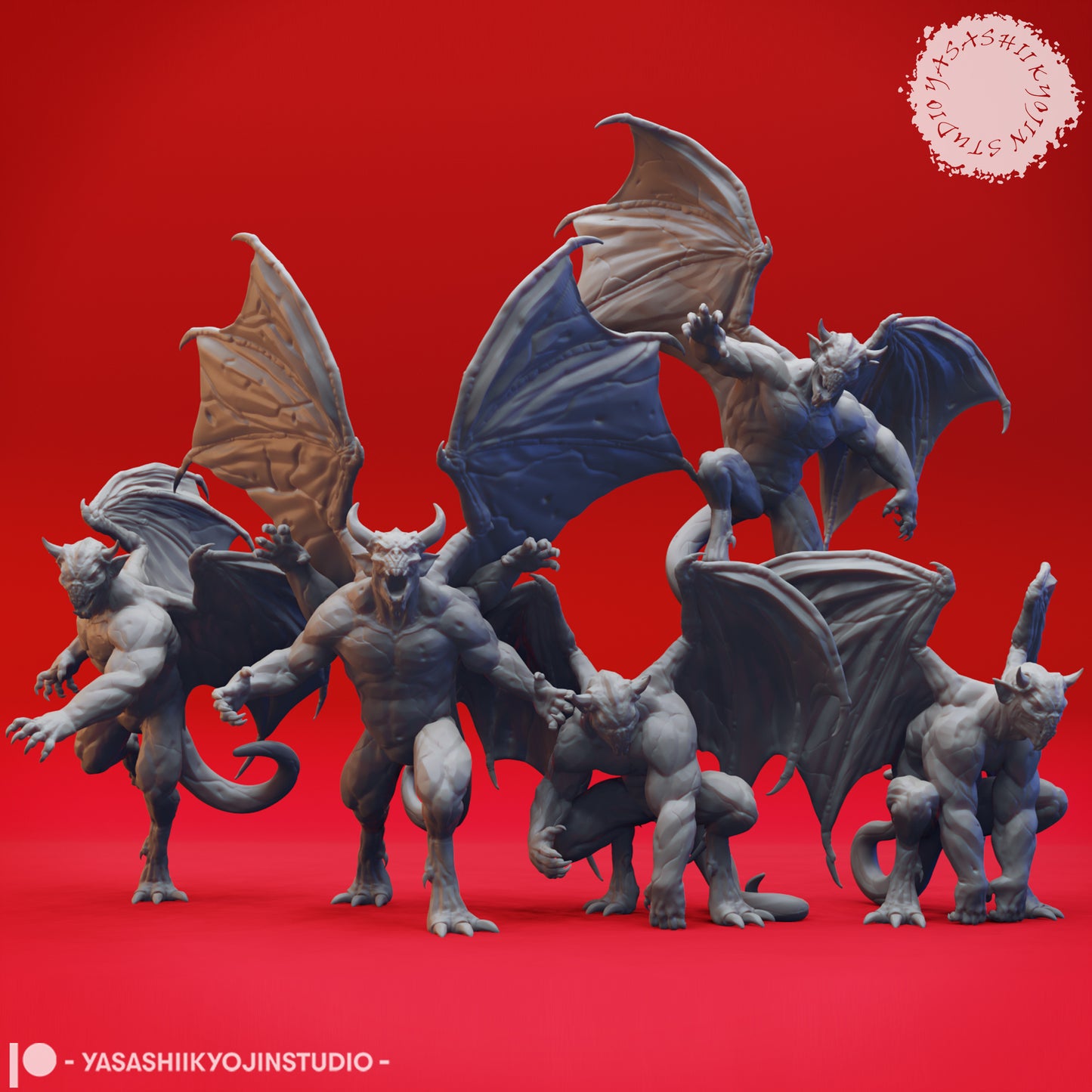 Gargoyle Clan - Bundle - 3D Printed Minis for Tabletop Gaming, Dungeons and Dragons, Pathfinder, Kings of War and other RPG's