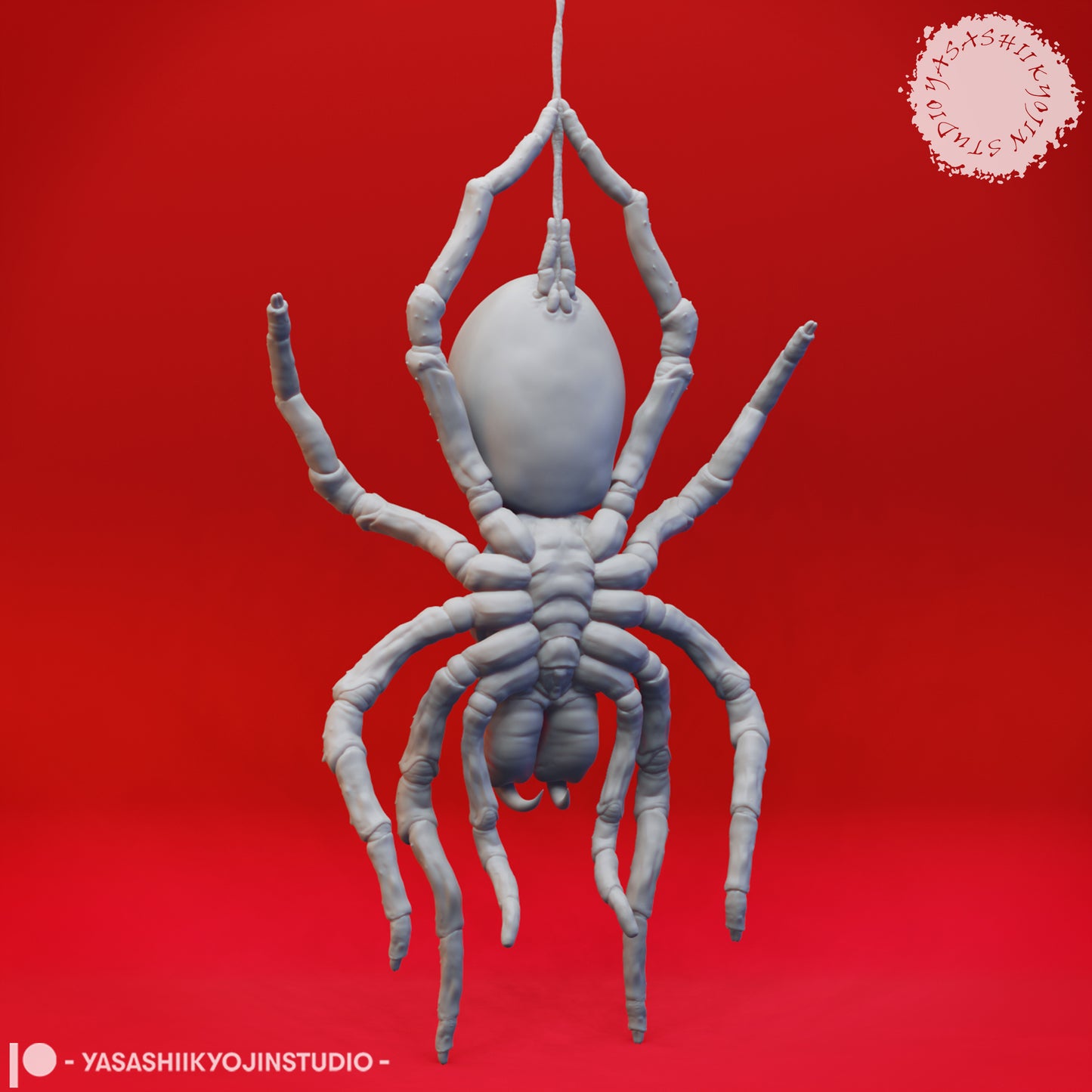 Giant Spider - Hanging - 3D Printed Mini for Tabletop Gaming, Dungeons and Dragons, Pathfinder, Kings of War and other RPG's