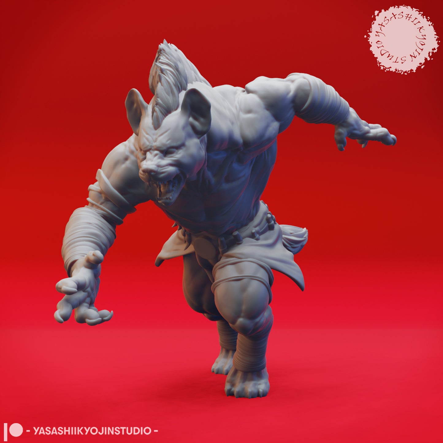 Gnoll - Charging - 3D Printed Mini for Tabletop Gaming, Dungeons and Dragons, Pathfinder, Kings of War and other RPG's
