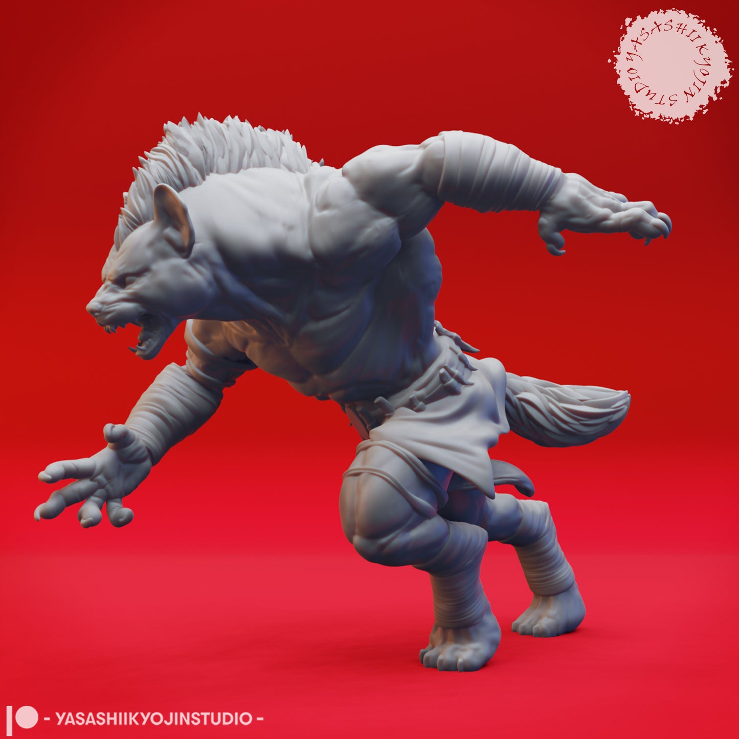 Gnoll - Charging - 3D Printed Mini for Tabletop Gaming, Dungeons and Dragons, Pathfinder, Kings of War and other RPG's