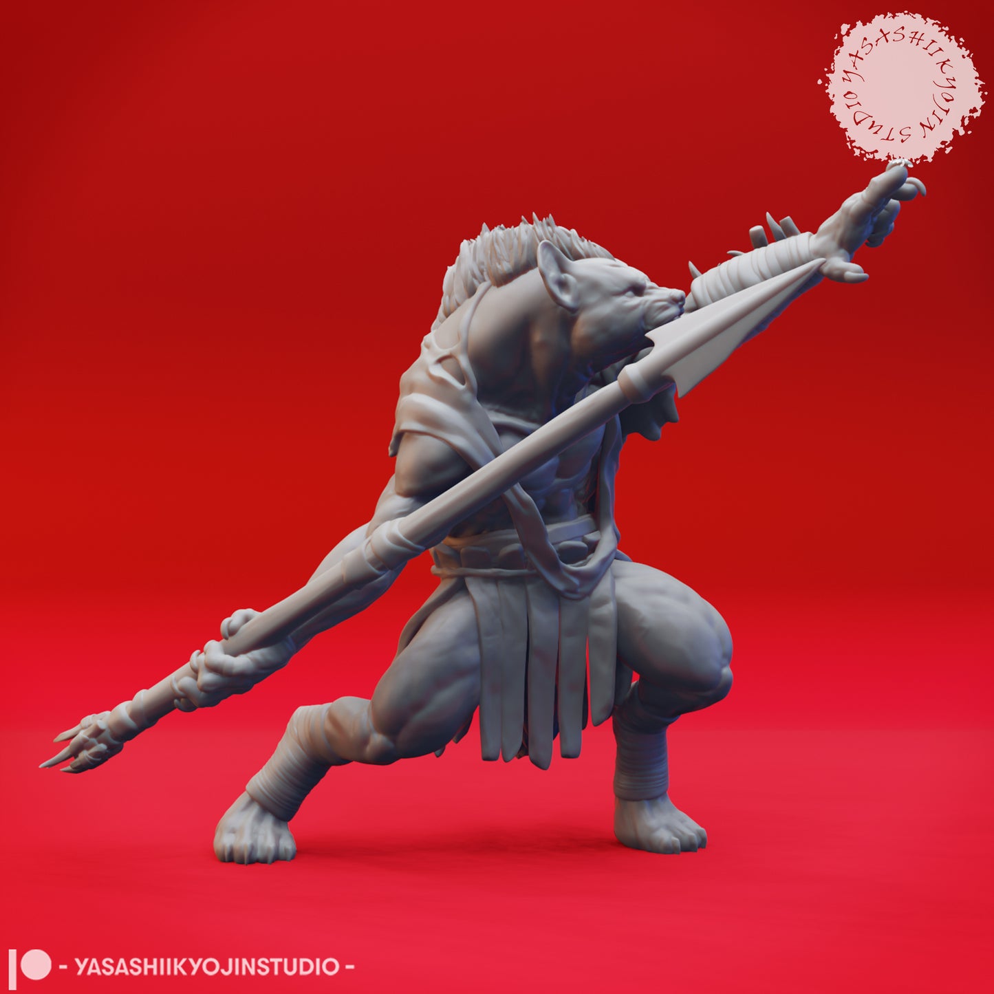 Gnoll - Spear - Tabletop Miniature (Pre-Supported STL)